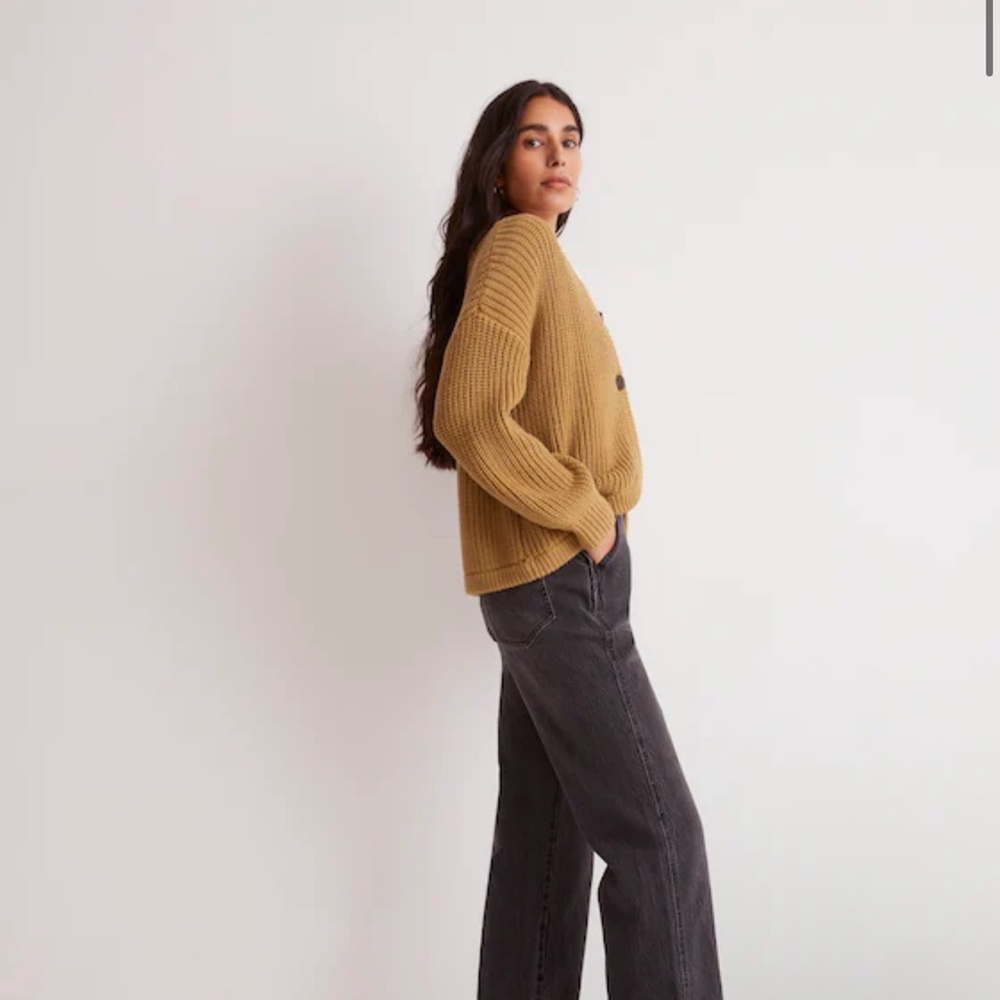 MADEWELL Knit Shirttail Cardigan Sweater In Color Dark Khaki‎ Size XXS